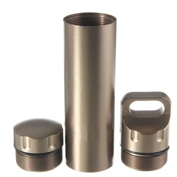 

JEYL Waterproof CNC Bottle Aluminum EDC Survival Capsule Sea Case Box Container Lid Sand Color