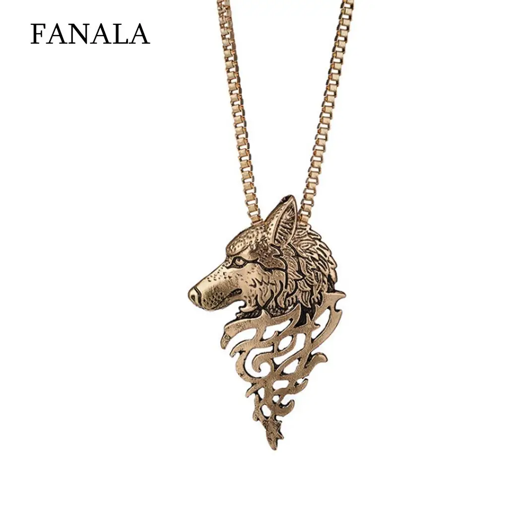 Chain Head Men Pendant Alloy Style Animal Gift Wolf Necklace Retro Chain Head Men Pendant Alloy Style Animal Gift Wolf Necklace Retro
