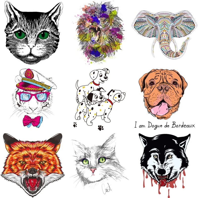 

Lion Tiger Dog Unicorn Cat Animal Patch for Clothing Sticker Thermo Transfer for Clothes Decor Badges Application DIY T-shirt E