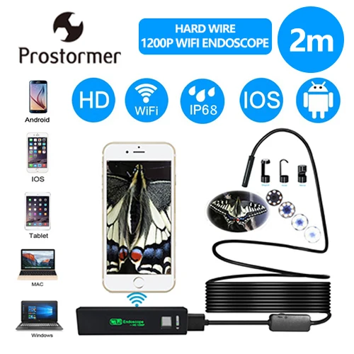 Prostormer 8 мм Wifi эндоскоп 1200P HD Hardwire эндоскоп для Android Iphone 8 светодиодный Endoscopio водонепроницаемый camaras endoscopica 30 - Цвет: SPCC045E