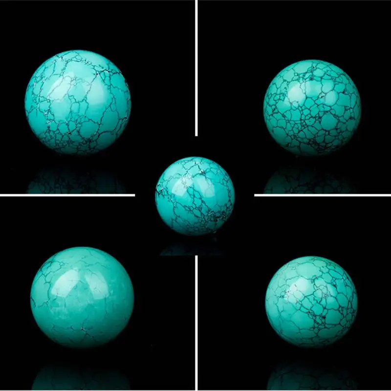 

ANGELADY 1 Set Smooth Natural Stone Blue Green Turquoises Round Loose Beads For DIY Jewelry Making 4mm/6mm/8mm/10mm/12mm/