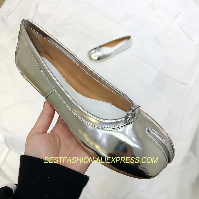

2018 Ins Hot Spring Summer Shoes Woman Casual Flats Designer Cow Leather Shallow Toes separated Ballet Flats Woman Cozy Flats