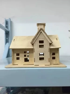 

Building Toys Wooden Build House Miniature Model 3D DIY Country Station Design Scale Models