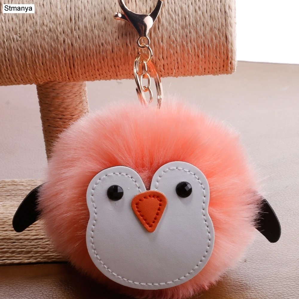 

Hot Women Leather Animal Hair Ball Top Quality Key Chain Car Vintage Accessories New Men Best gift Jewelry K1950