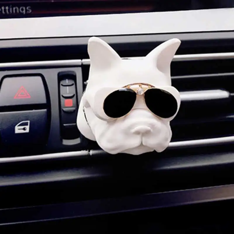 Автомобильный хулиганский орнамент с изображением собак, автомобильный освежитель воздуха, автомобильный освежитель воздуха на выходе, освежитель воздуха в автомобиле, магнитный диффузор для клипса кондиционирования воздуха - Название цвета: White