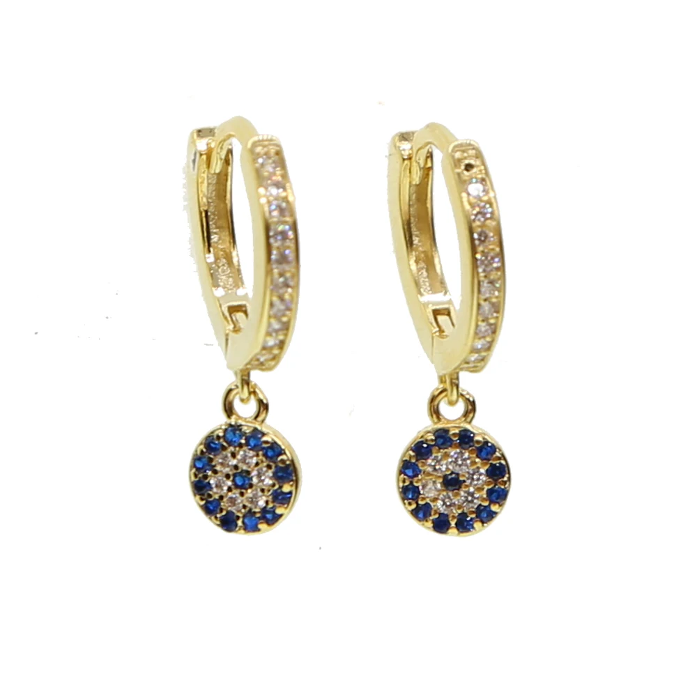 

gold silver color on tiny round dots charm Turkish evil eye factory promotion wholesale high quality fashion earring