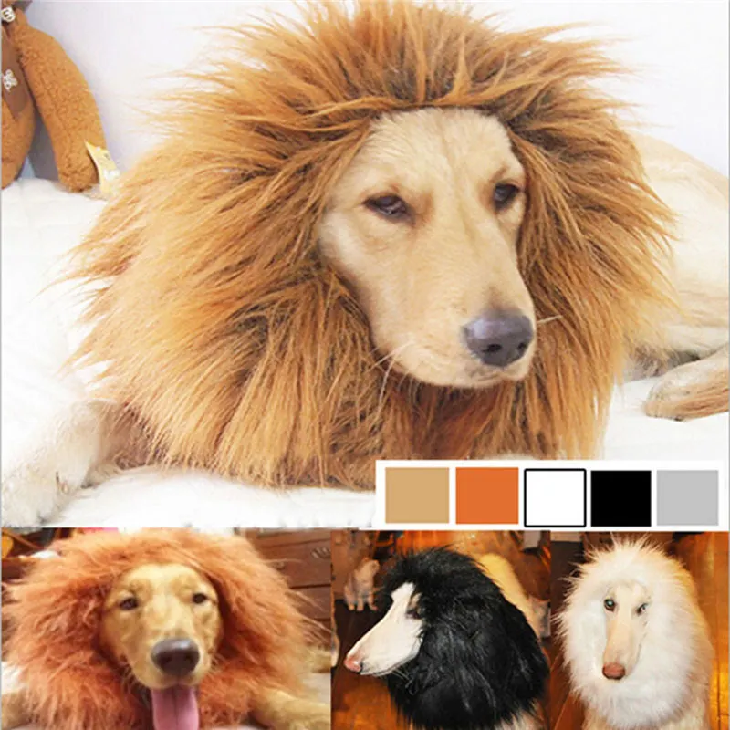 

Plush Large Dog Products Furry Pet Costume Lion Mane Wig For Cat Halloween False Hair Dressed Lions Pets Accessories For Dogs