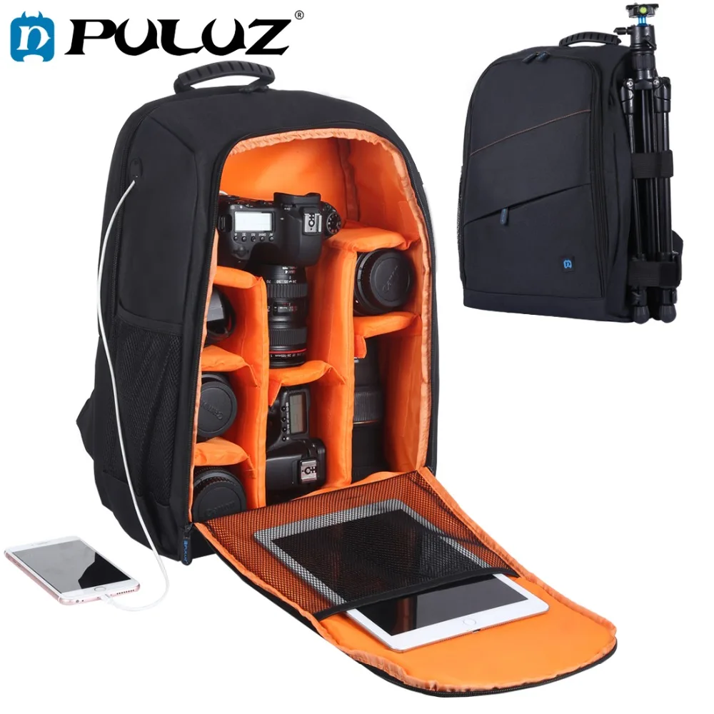 Goede PULUZ Outdoor Draagbare Waterdichte krasvast Dual Schouder Rugzak Camera Tas Digitale DSLR Foto Video Tas met Regenhoes