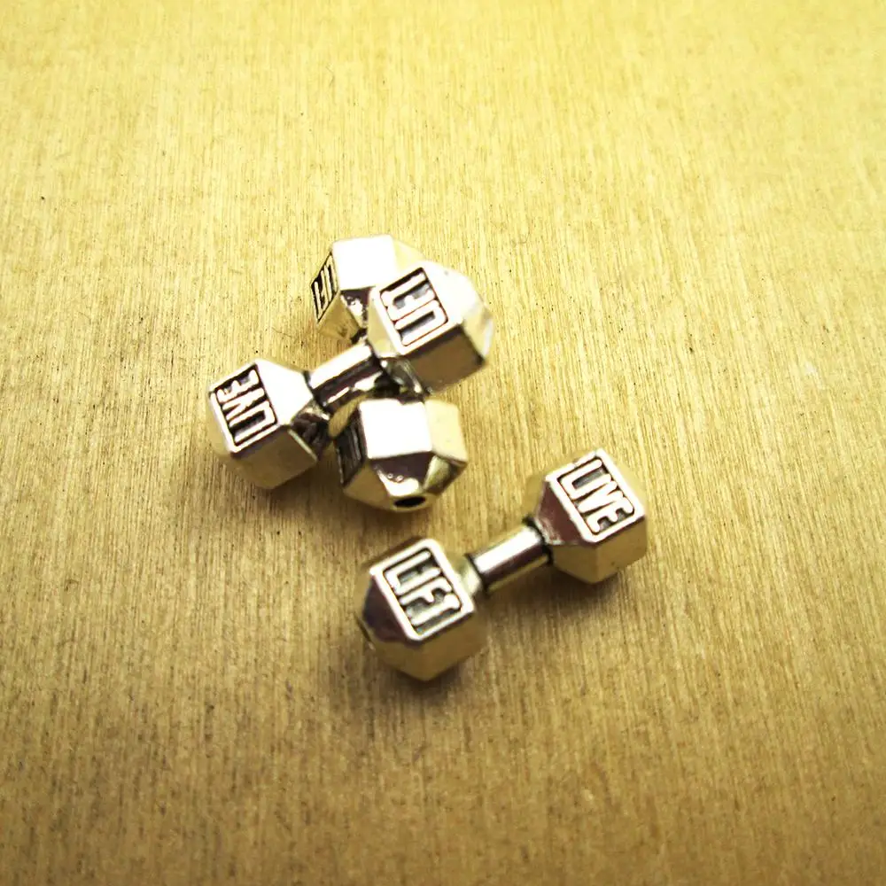 

8pcs --20*8mm antique silver BARBELL hole :2mm charm DIY Charms Pendants DIY necklace/ bracelets charms antique silver tone