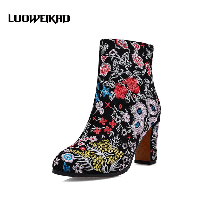 Embroidered Womens Boot Top Moda Daily Boots Lady Fashion Spring Autumn ...