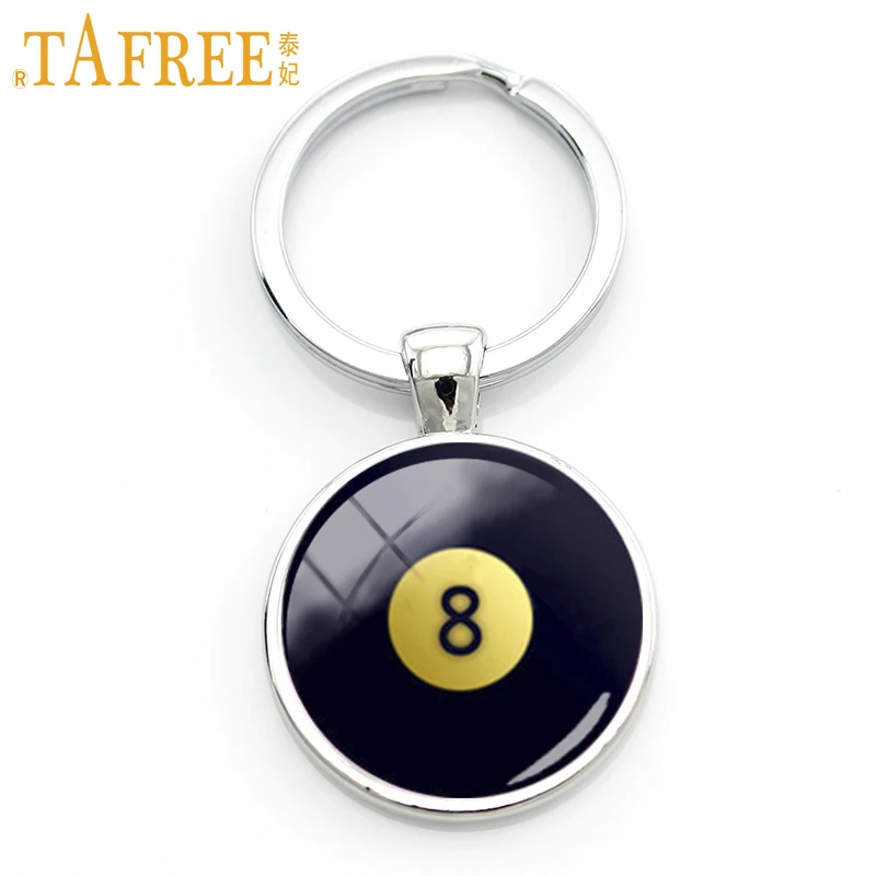 Брелок TAFREE с цифрой 8 черная цепочка для ключей восемью шариками и изображением