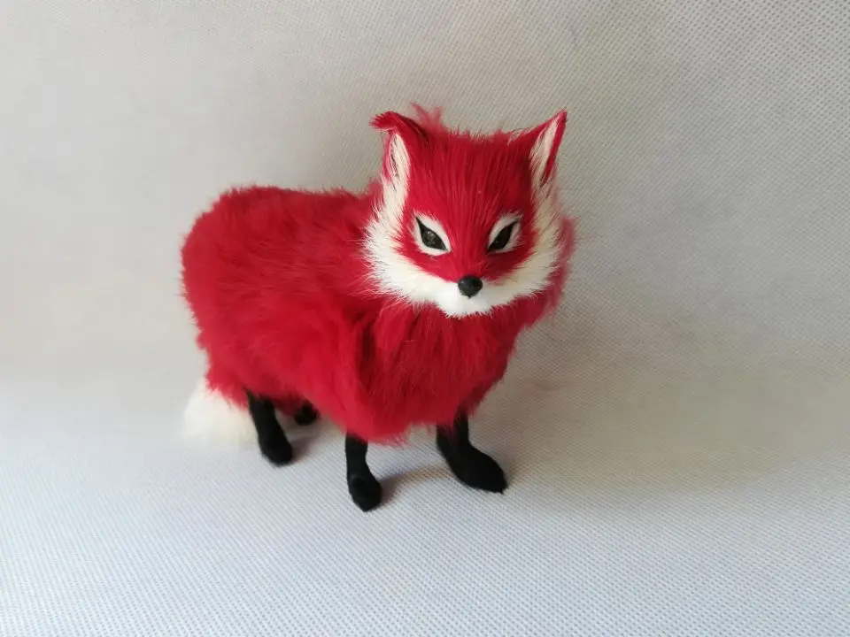 В реальной жизни toy 16x12 см red fox полиэтилена и меха лисы модель украшения дома реквизит, игрушка в подарок d0555