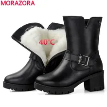 MORAZORA/ зимние ботинки наивысшего качества женские ботинки из натуральной кожи ботинки с круглым носком туфли на платформе с молнией женские ботильоны