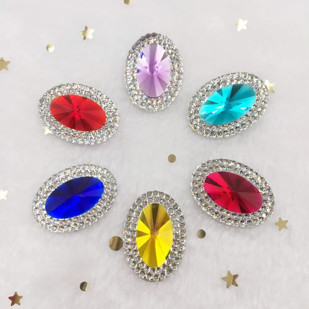 

20 шт. Смола 18*25 мм Овальный драгоценный камень плоская спина Bling узоры из страз DIY Записки свадебные аппликации ремесло SW34