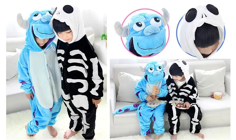 kid Monsters Sulley Sullivan Animal pajamas children Onesie skull flannel pajamas sleepwear Cosplay Costumes Jumpsuit Halloween kid Monsters Sulley Sullivan Animal pajamas children Onesie skull flannel pajamas sleepwear Cosplay Costumes Jumpsuit Halloween