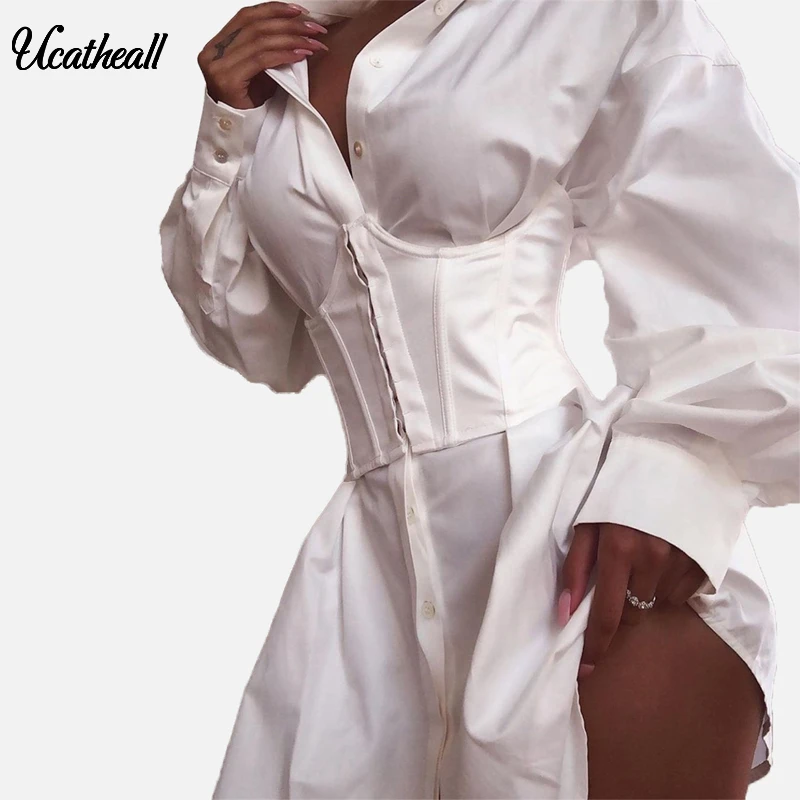 

V Neck Button Sleeve Dress New Club Wear Women Summer Uniform Mini Dress Party Club Wear Sexy Bodycon Dresses No Belt