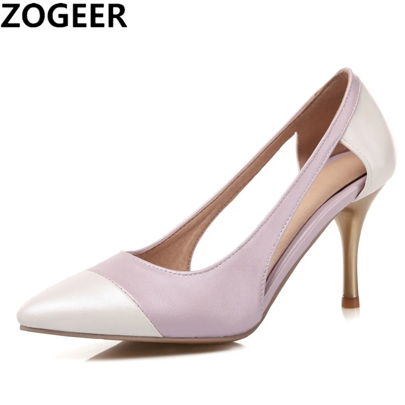 

Plus size 48 New Sweet High Heels Pumps Fashion Women Sandals Sexy Pointed Toe Cut-out Ladies Wedding Office Shoes Pink Blue