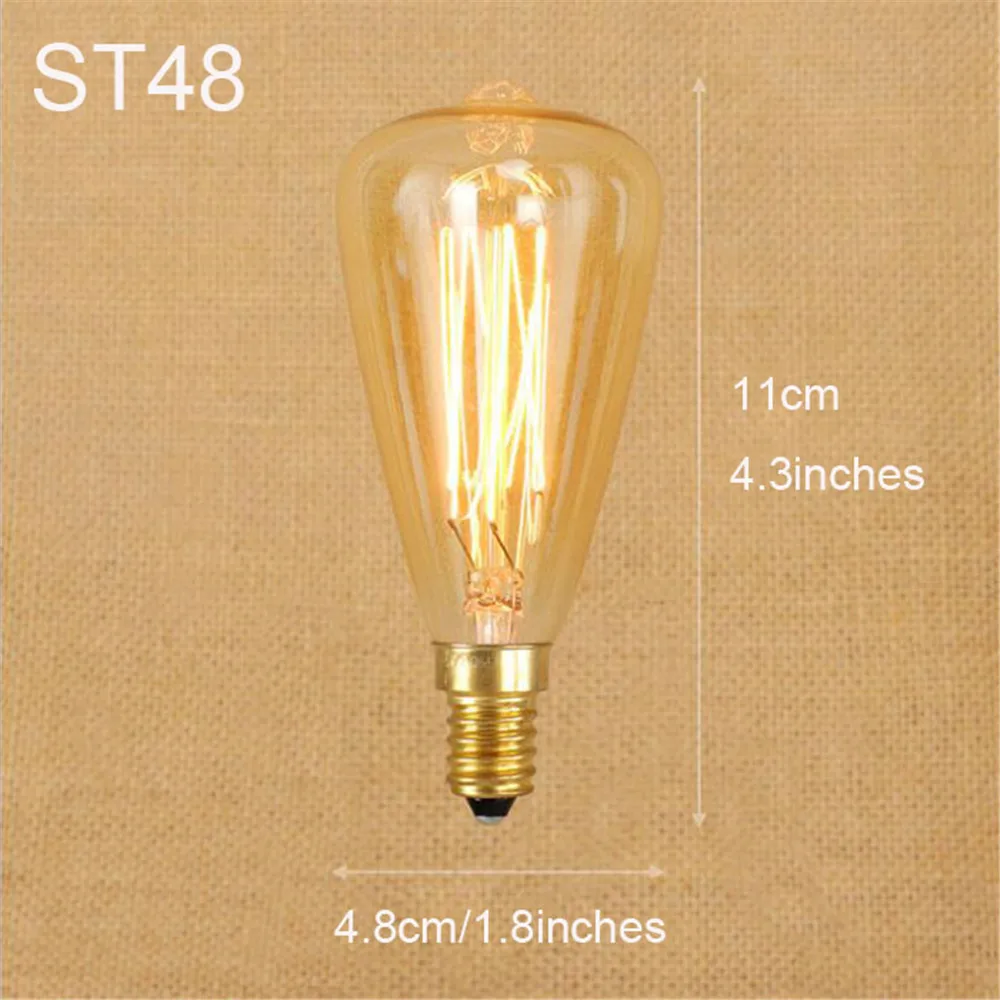 G45 T25 ST48 T45 E14 лампы накаливания 220V 230V 240V винтажные 40W E14 лампы Эдисона ретро лампы накаливания винтовые лампы для подвесной светильник - Цвет: ST48