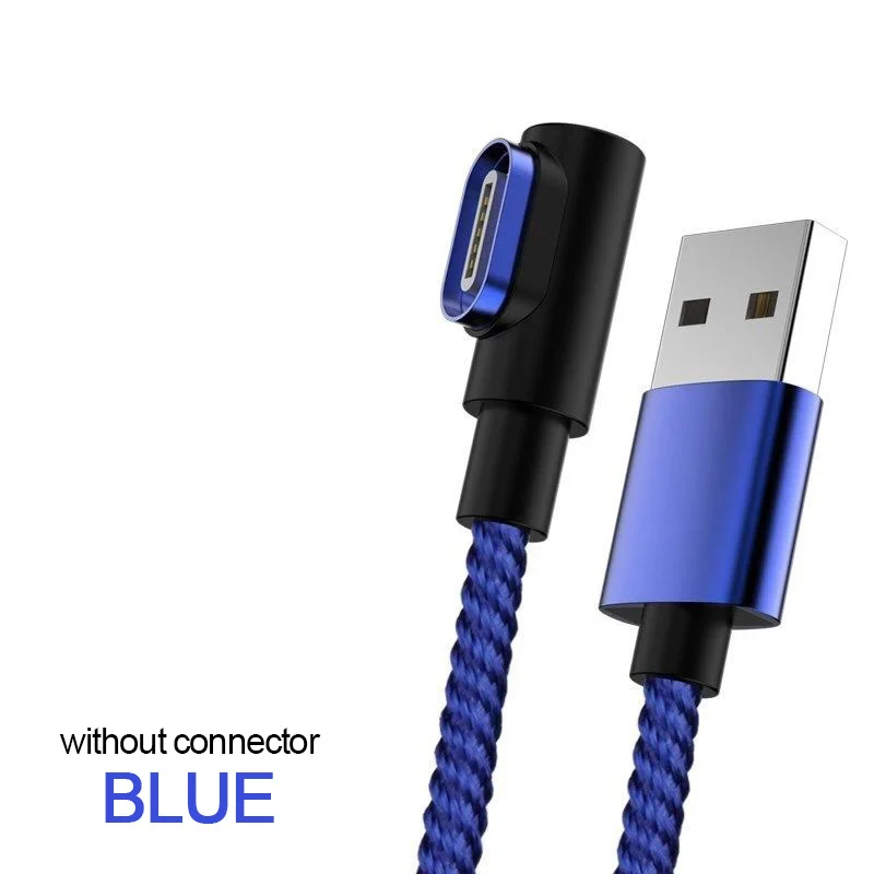 Магнитный зарядный кабель VOXLINK светодиодный кабель 90 градусов для iPhone X Micro type-C USB кабель для samsung Xiaomi huawei LG USB кабели - Цвет: Blue Cable no Plug