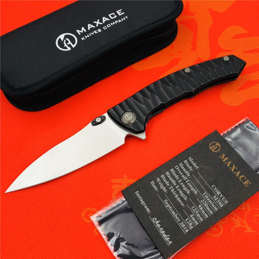 MAXACE Ворон Флиппер складной нож M390 лезвие TC4 титановая ручка Открытый лагерь Охота выживания карманные Кухонные Ножи EDC инструмент