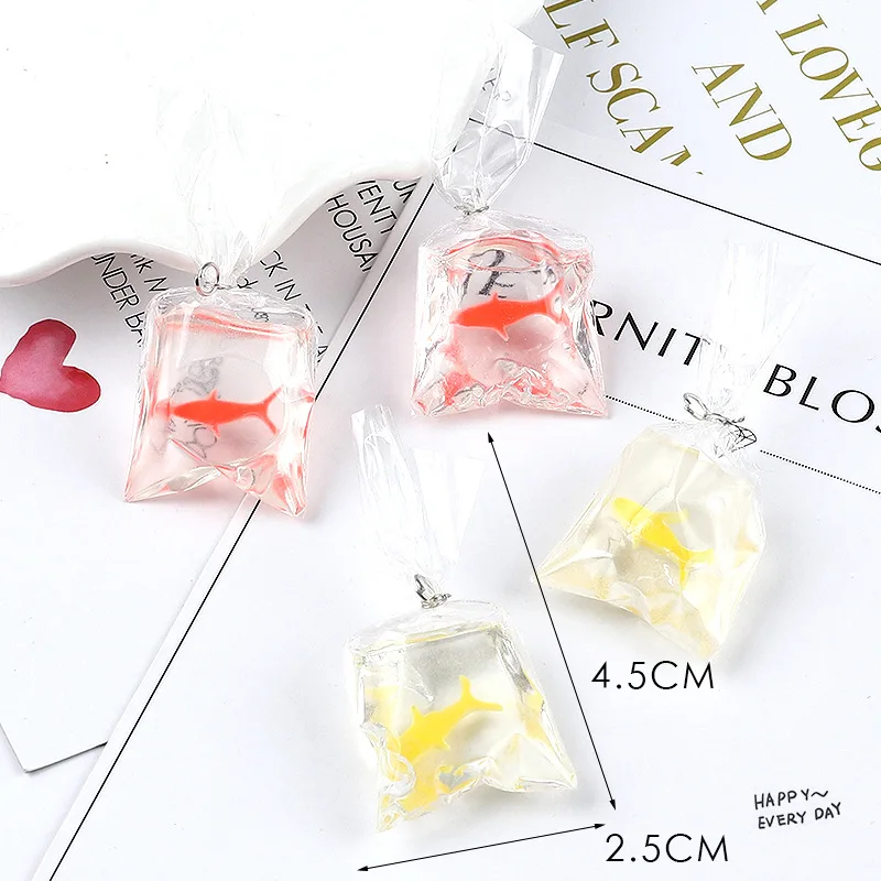 

G.YCX Transparent Water Bags Red Yellow Goldfish Dangle Earrings Personality Cute Resin Earrings Korea style Student Jewelry