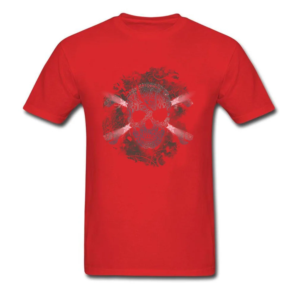 Hot Sale Cyber Skull 3D Printed Short Sleeve T-shirts VALENTINE DAY Crew Neck Pure Cotton Tops T Shirt for Men Tee-Shirts Casual Cyber Skull red