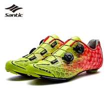 Santic Road Cycling Shoes Men Ultralight Carbon Fiber Soles Pro Racing Team Athletic Bike Shoes Self-Locking Bicycle Shoes