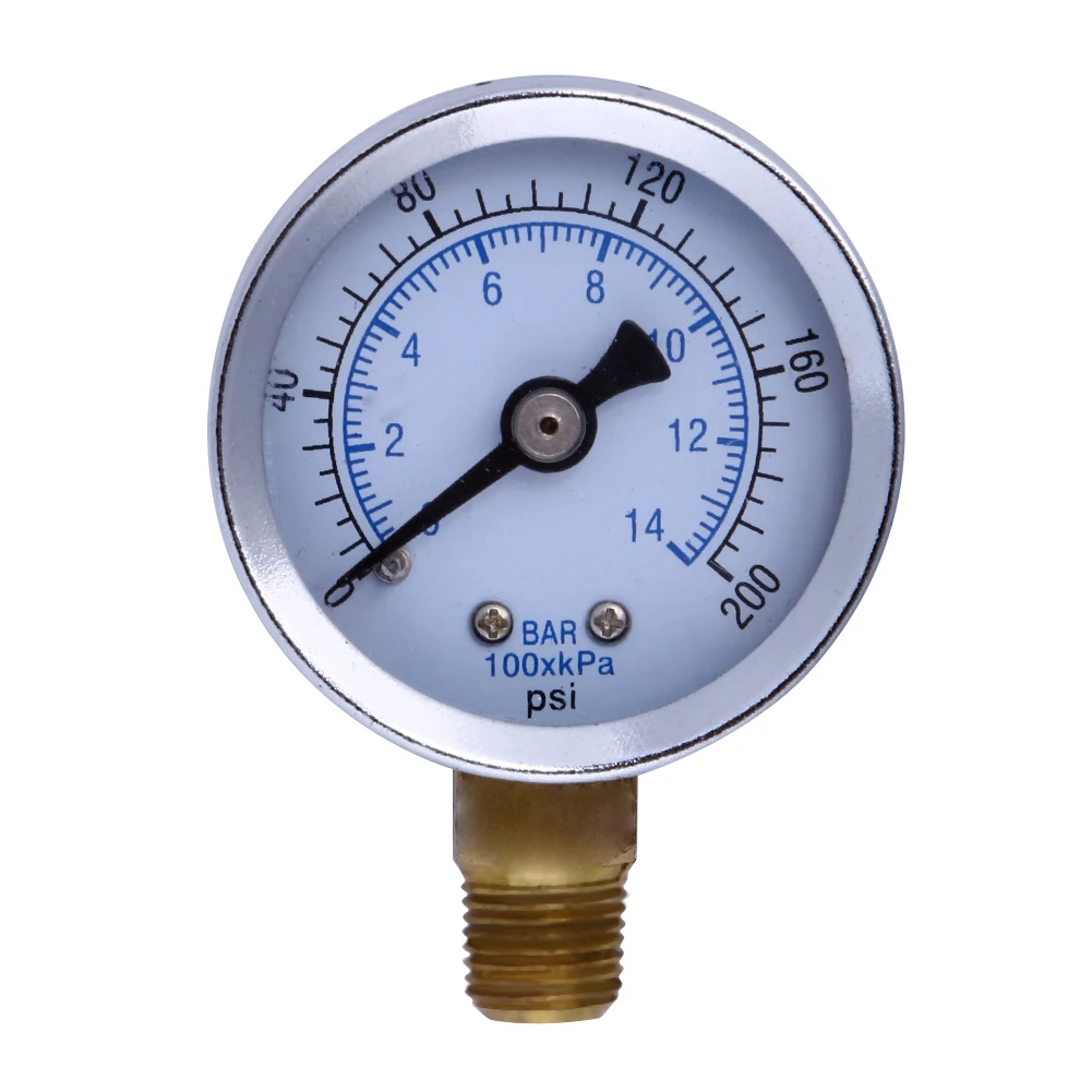 

1/8" NPT Mini Air Compressor Meter Vacuum Hydraulic Pressure Gauge 200PSI Side Mount Pressure Measuring Tools