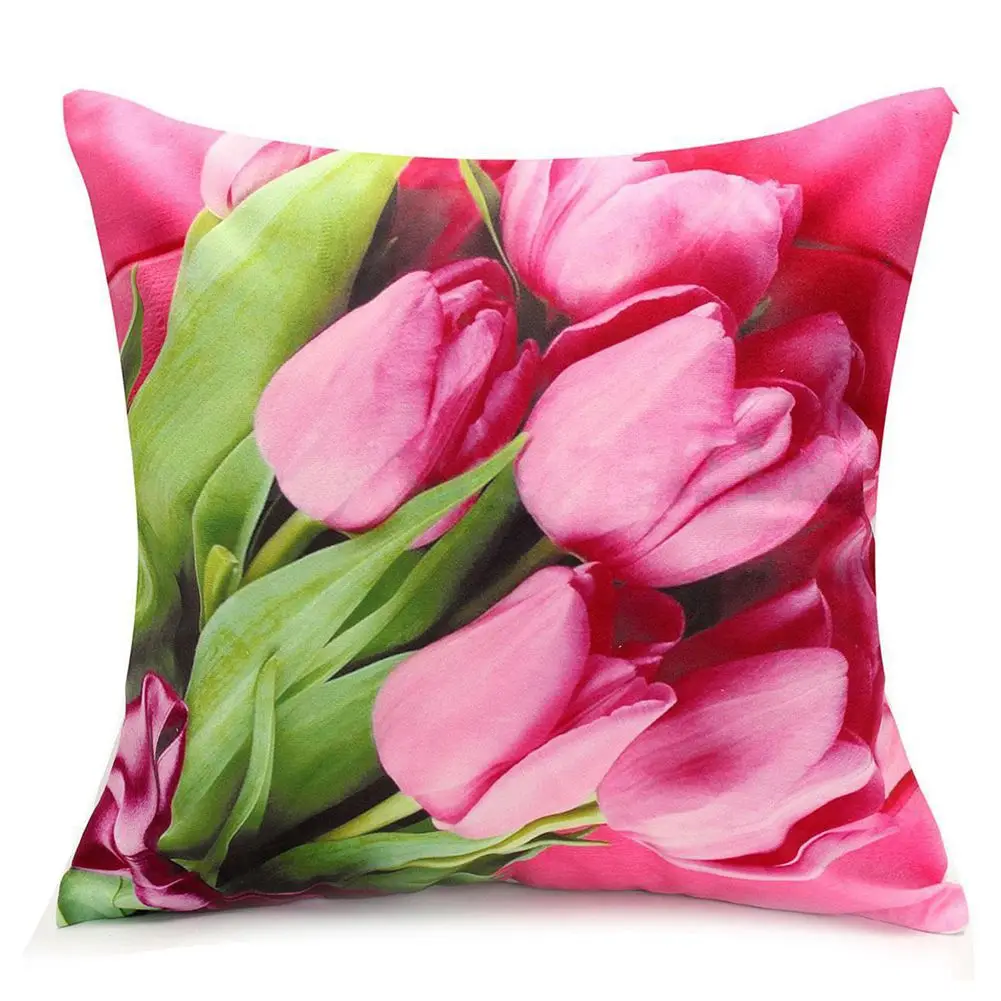 

Rose / Peony Flower Floral Print Throw Pillow Case Home Decorative dark pink