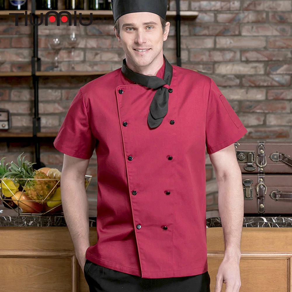 

Short Sleeves Chef Jacket Restaurant Uniform Chef Clothes Summer Breathable Workwear Unisex Hotel Sushi Canteen Work Shirt