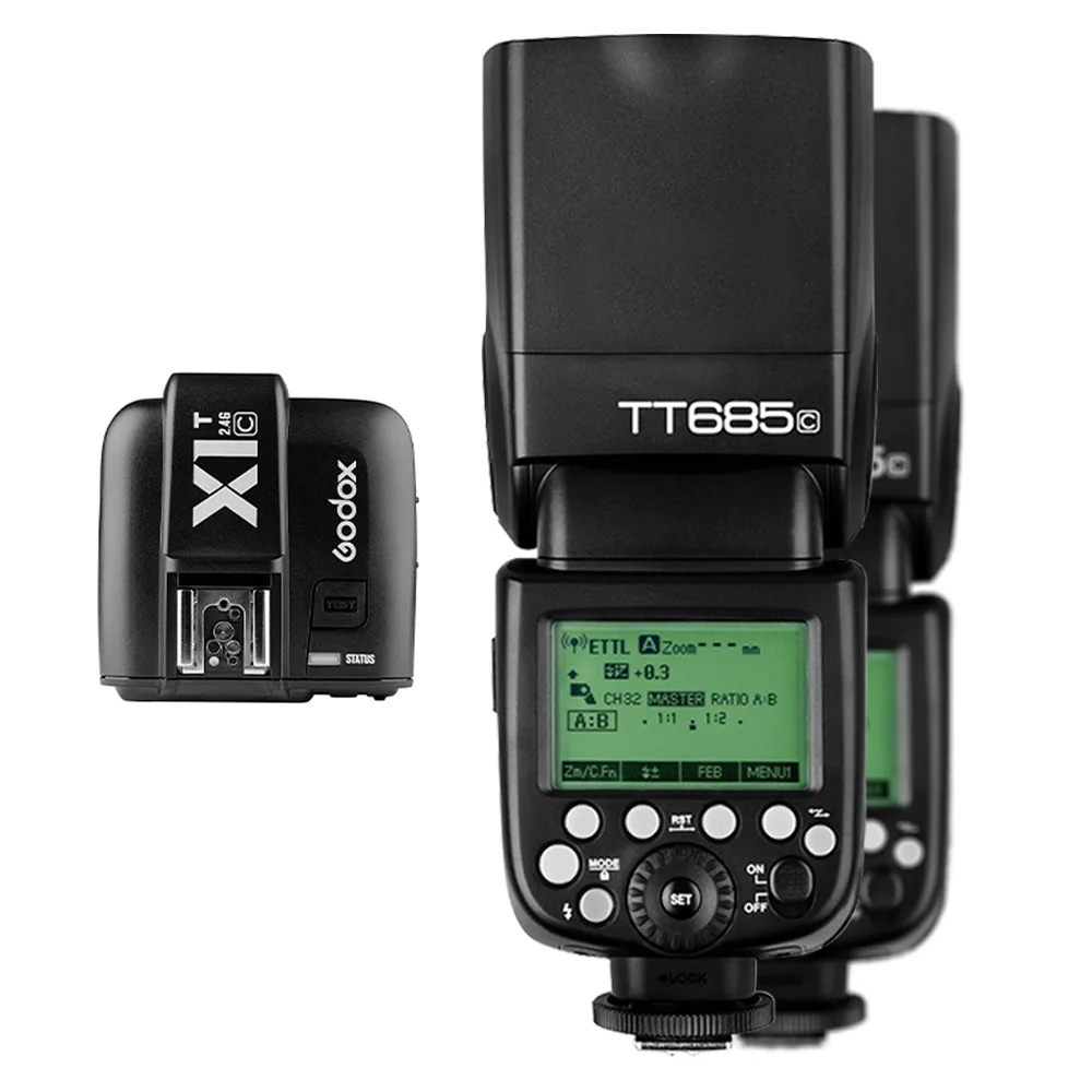 Godox TT685 TT685C+ X1C ttl Flash& Trigger Набор беспроводной 2,4G Speedlite передатчик для Canon EOS 70D 60D 5D2 5D3 6D 7D+ шесть подарков - Цвет: 2x TT685C add X1T C