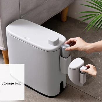 

Multifunction Plastic Narrow Type Trash Can Toilet Bathroom Waste Bin Dustbin Trash bin Basket Garbage Bucket Brush Cleaning
