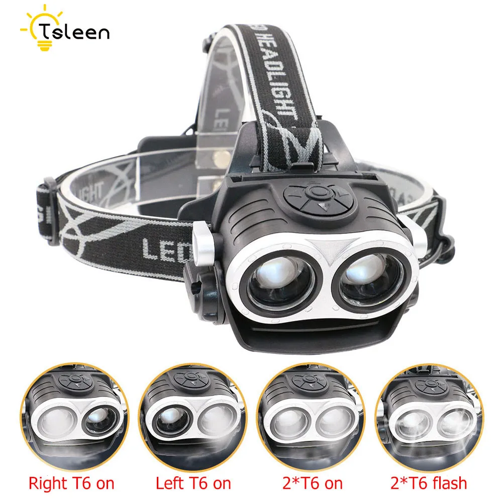 

TSLEEN 2000LM Cree XML 2T6 LED Headlight Zoomable Headlamp Waterproof Head Lamp USB Recharge Lantern Light Fishing Hunting Light