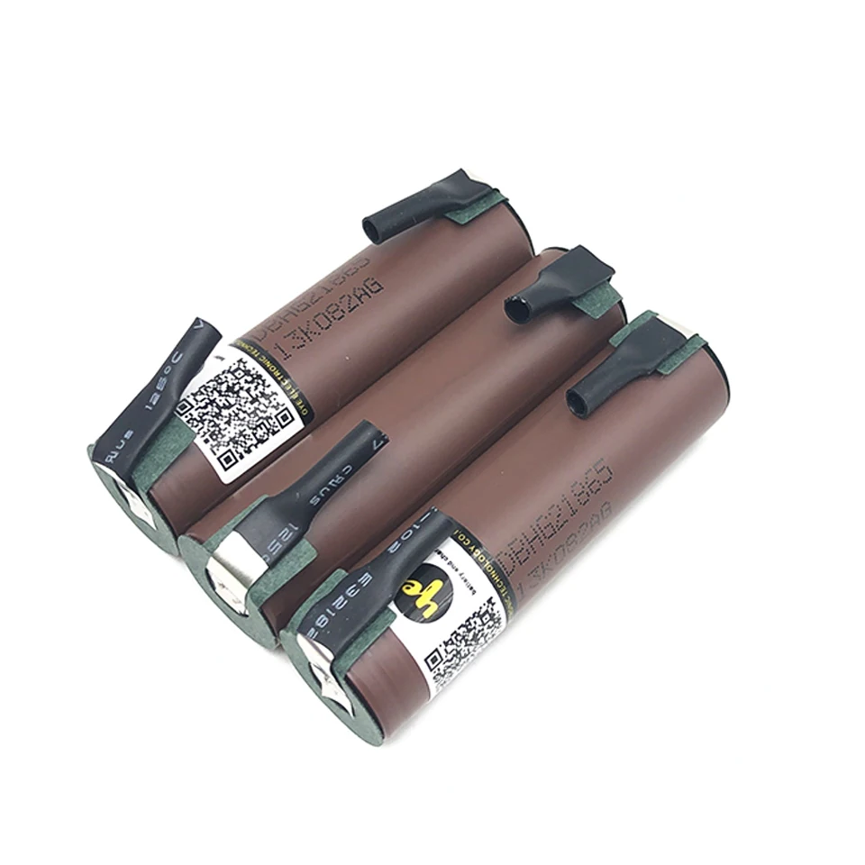 Аккумулятор 18650 HG2 3000mAh с полосками, припаянные батареи для отверток 30A высокий сток+ DIY никель inr18650 hg2