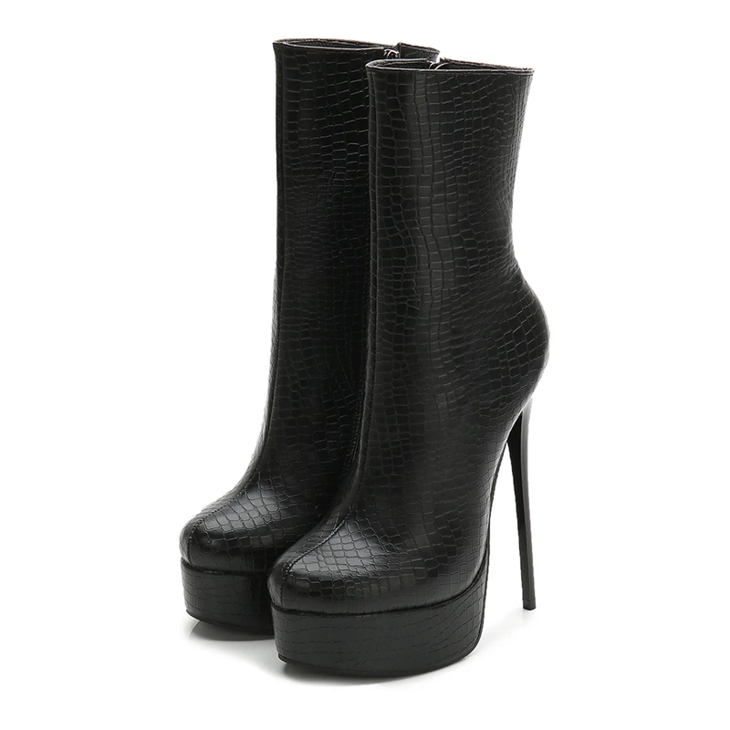 Woman Female Round Toes Mid Calf Boots Black Plus Size Autumn Winter Zips Lady Shoes Soft Leather Boots Shoes Women DB0056