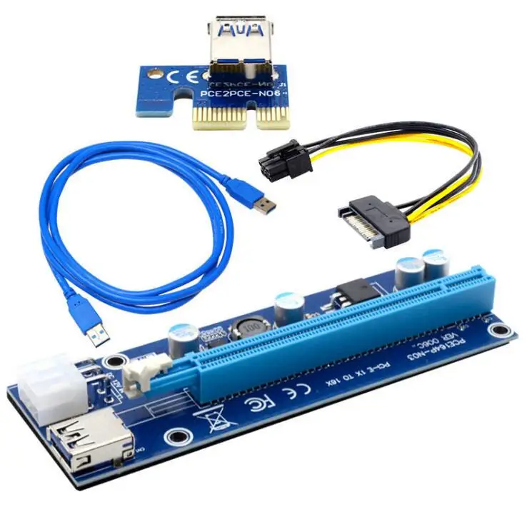 

TPFEEL 6pin USB3.0 PCI-E Express 1x to 16x Extender GPU Riser Card Adapter 60cm SATA Power Cable