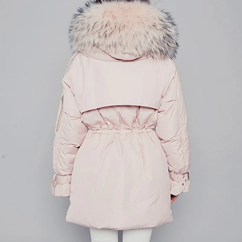 Longue 2018 Coréen Bas Plus Épais Blue Veste Vers Lx261 Canard Col D'hiver Faux Manteau Le De Chaud Nouvelle Parka Ayunsue Blanc La 90 pink Femmes Taille Fourrure Mince ZqXww