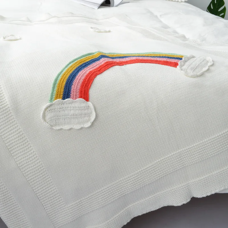 Rainbow Baby Blankets Newborn Cotton Crochet Baby Swaddle Blanket