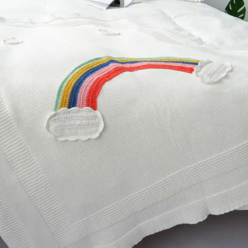 Rainbow Baby Blankets Newborn Cotton Crochet Baby Swaddle Blanket Knitted Kids Blanket Cute Soft Crib Stroller Blanket Children Blanket Child Baby Swaddle Blanketbaby Swaddle Aliexpress