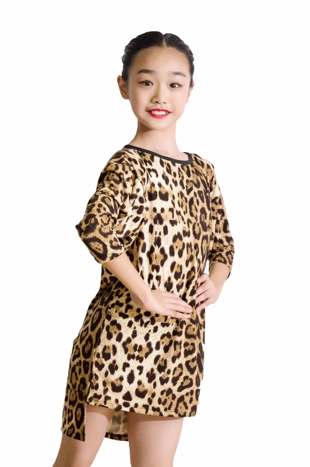 

GD1034 kid latin modern ballroom party dance professional bat sleeves and irregular design tops for girl