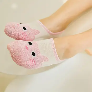 

Cute Harajuku Print Cat Socks Women Summer Funny Cute Low Cut Invisible Ankle Sock Candy Color Slip-resistant Boat Socks