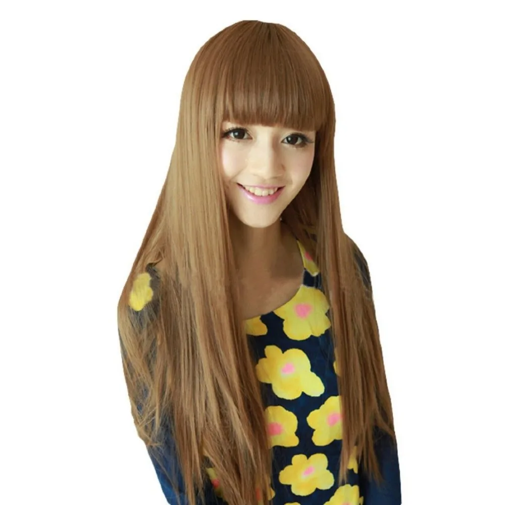 Women's 70cm Long Straight Brown Party Heat Friendly Cosplay Full Hair Wig |