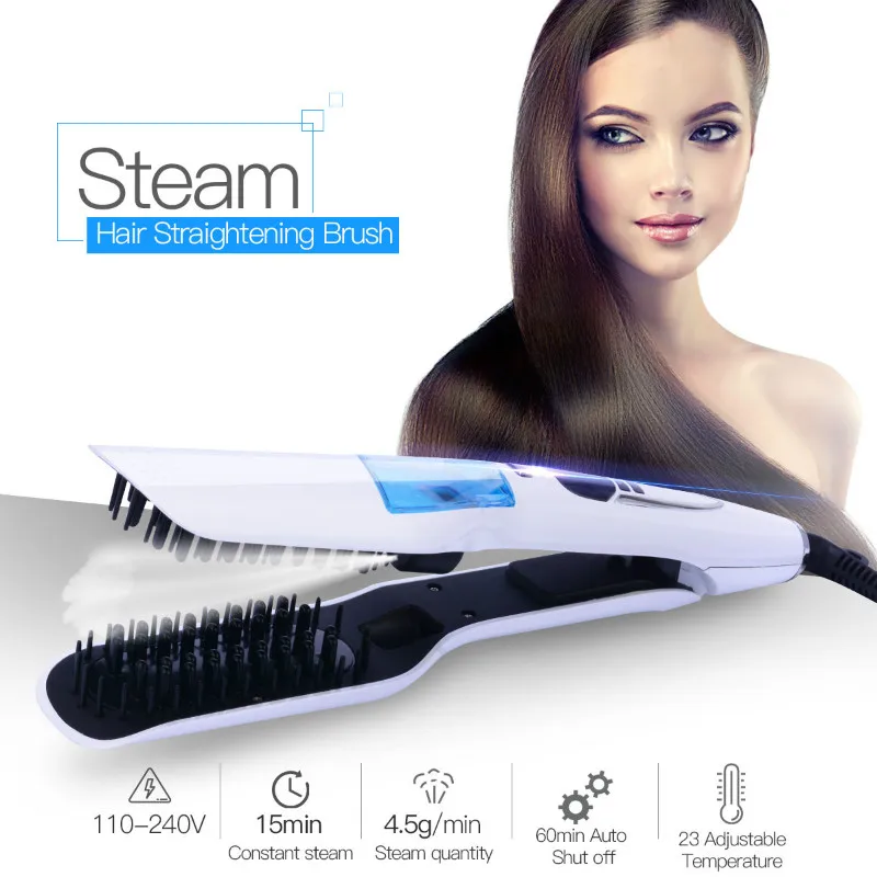 

CkeyiN 3D Steam Styler LCD Display Hair Straightening Brush Electric Straightener Comb Irons 110-240V Ceramic Hair Styling Brush