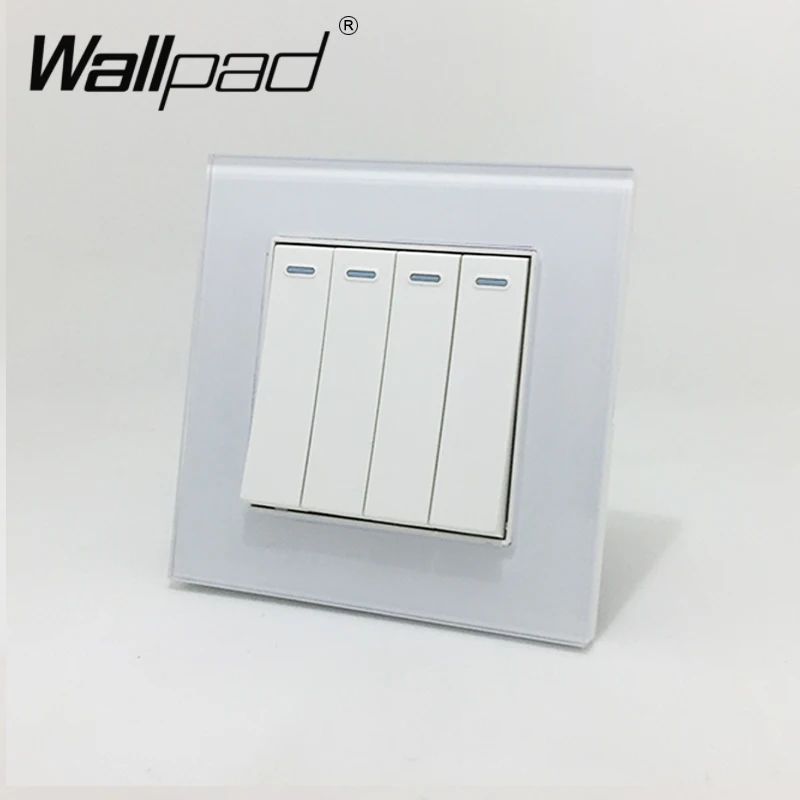 4 Gang 2 Way Wallpad Стекло Панель 110 V-250 V стандарта ЕС, США, Великобритании Стандартный Флуоресцентный светильник 4 Gang 2 Way пуш-ап вкл/выкл переключатель Панель