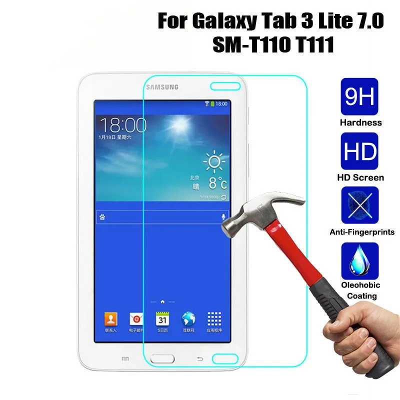 2PCS Tablet Tempered Glass Film Screen Protector For Samsung Galaxy Tab 3 Lite 7.0 SM-T110/T111 Clear Protective | Компьютеры и офис