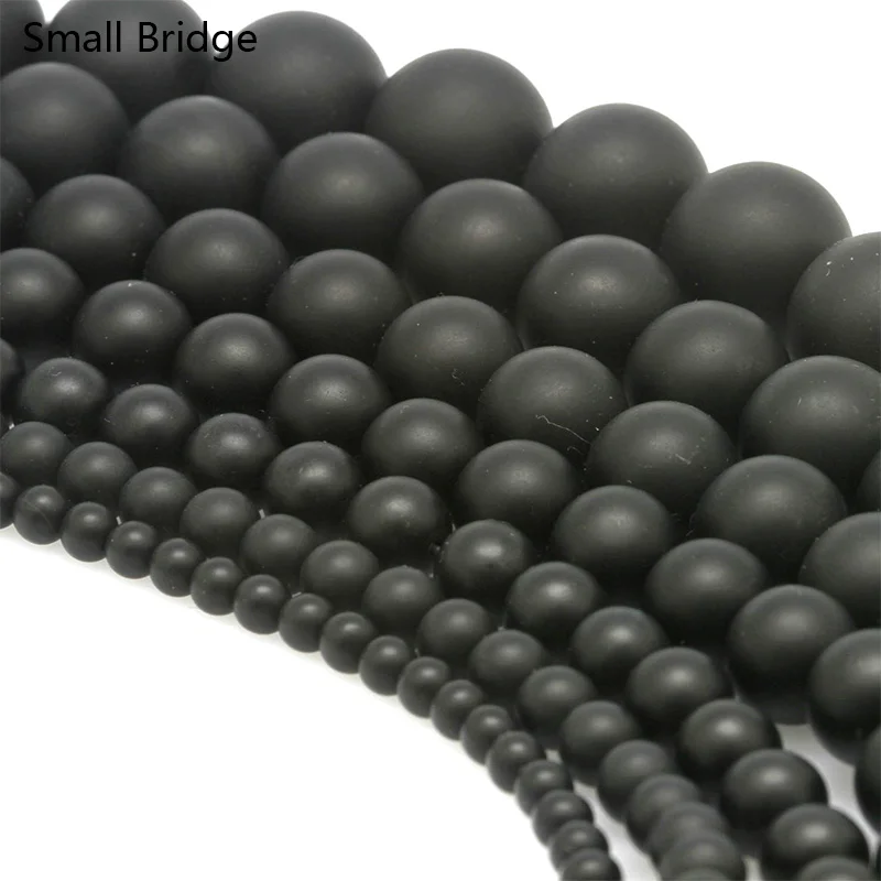 

4 6 10mm Loose Natural Stone Black Scrub Onyx Beads For Jewelry Making DIY Bracelet Necklaces Round Dull Polish Beads Wholesale