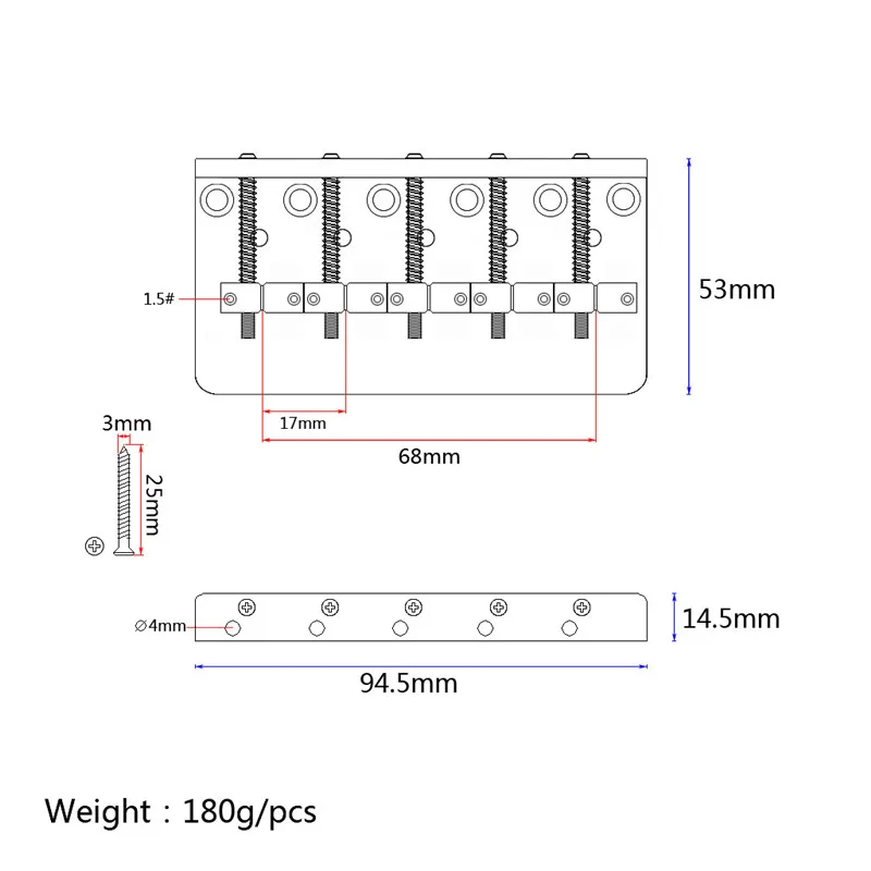 Набор из 5 струн бас-мост Серебряный Железный бас электрогитара мост аксессуары для гитары