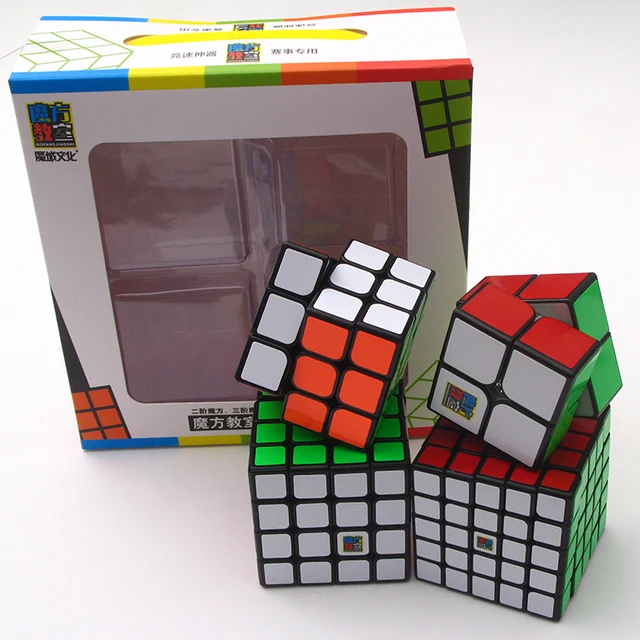 4pcs set Cubing Speed Bundle Moyu MofangJiaoshi 2x2 3x3 4x4 5x5 Meilong Qiyi Magic Cube Packing Educational Toys For Children 5