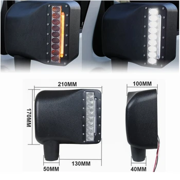 

Yait For 2007-2017 Jeep Wrangler JK Offroad Side View Led Mirrors Housing w/Turn Signal Automobile Spare Parts Accessories