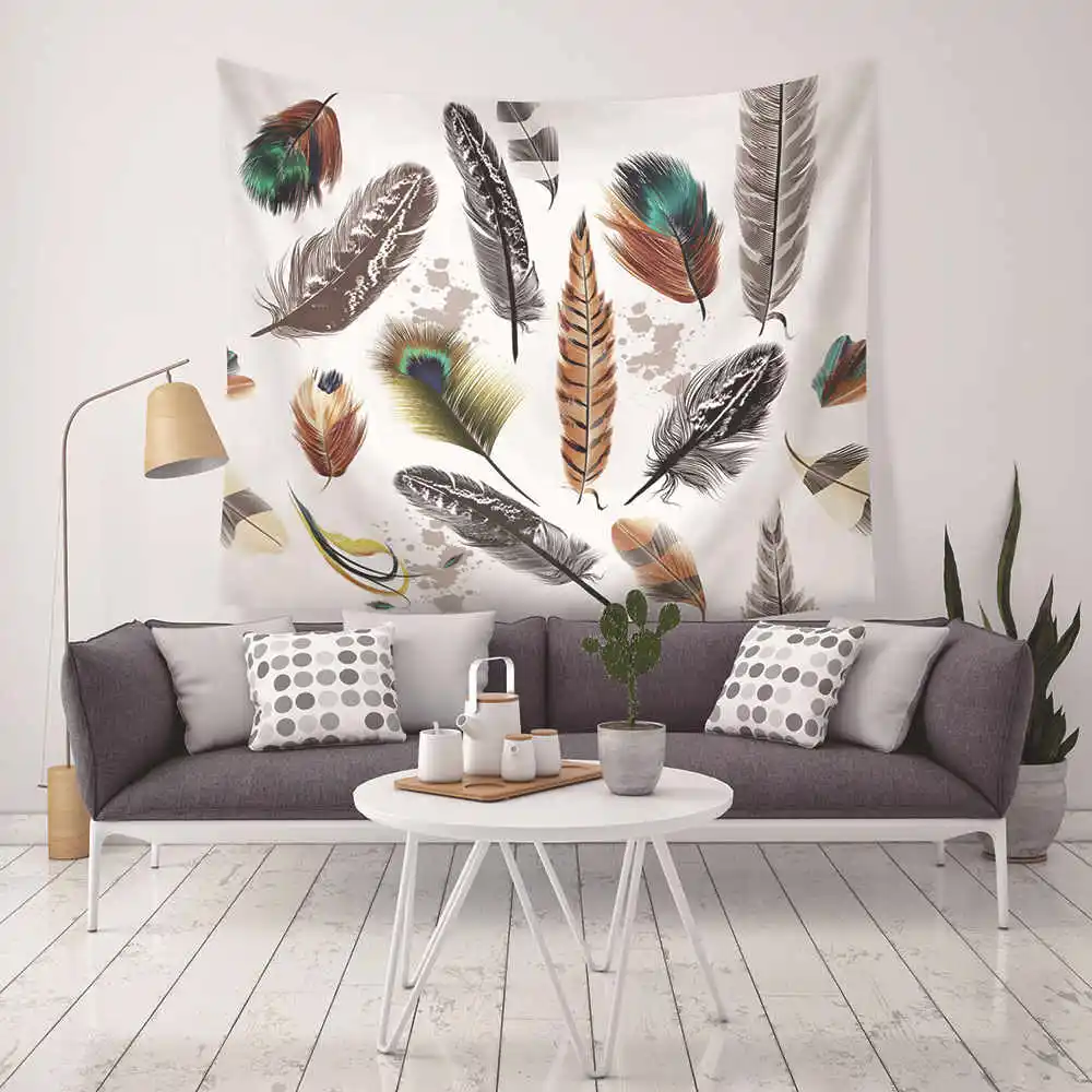 Tropical Plants Tapestry Home Decorative Hippo Cactus Painting Wall Hanging Beach Towel Vintage Boho Flower Printed Tapestry